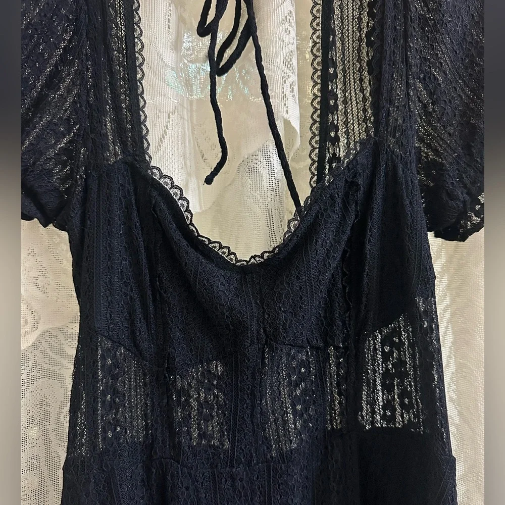 Urban Outfitters Lacy Little Black Baby Doll Dress Size Medium - Picture 3 of 6